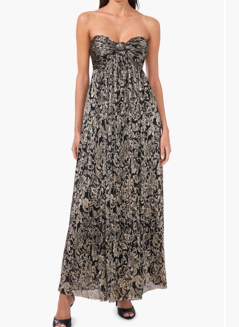 New Parker Pipeline rich gold & black strapless dress size 10